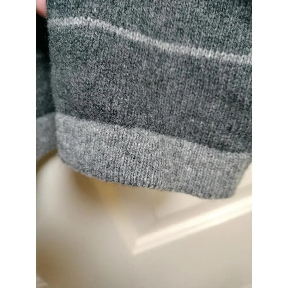 Vintage Sherland Lambswool Blend‎ Striped Sweater Grey V-Neck Large Grandpacore